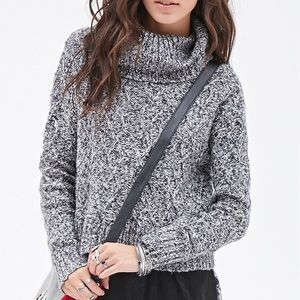 Grey turtleneck cropped sweater
